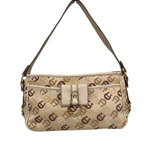 Etienne Aigner Vintage Cream Brown Tan Signature Branded Logo Shoulder Bag - EC